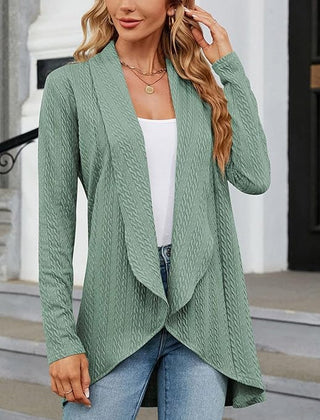 Josephine | Women's Draped Open-Front Cardigan - Mint Green