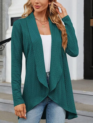 Josephine | Women's Draped Open-Front Cardigan - Green