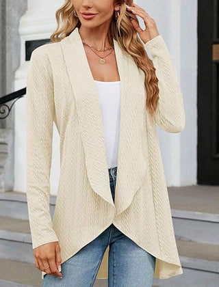 Josephine | Women's Draped Open-Front Cardigan - Beige