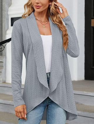 Josephine | Women's Draped Open-Front Cardigan - Gray