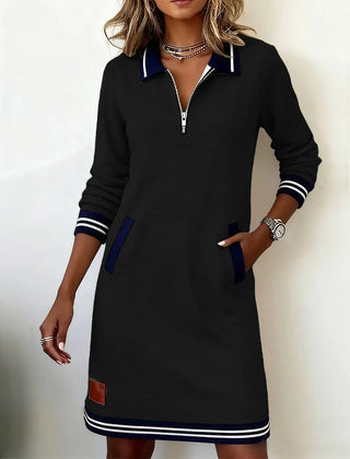Margaret | NATALIE – SPORT CHIC ZIP COLLAR DRESS - Black