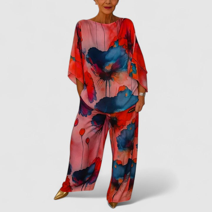 Gloria | Elegant Two-Piece Set - Pink Red