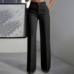 Virginia | Elara – Women's High-Waisted Wide-Leg Suit Trousers - Black