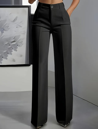 Virginia | Elara – Women's High-Waisted Wide-Leg Suit Trousers - Black