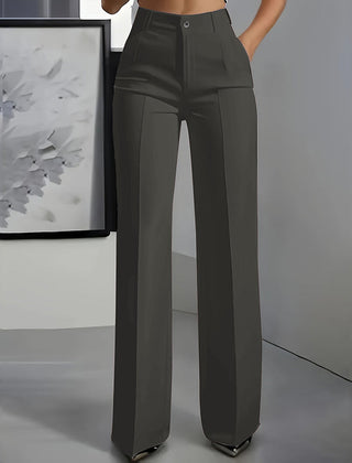 Virginia | Elara – Women's High-Waisted Wide-Leg Suit Trousers - Dark gray