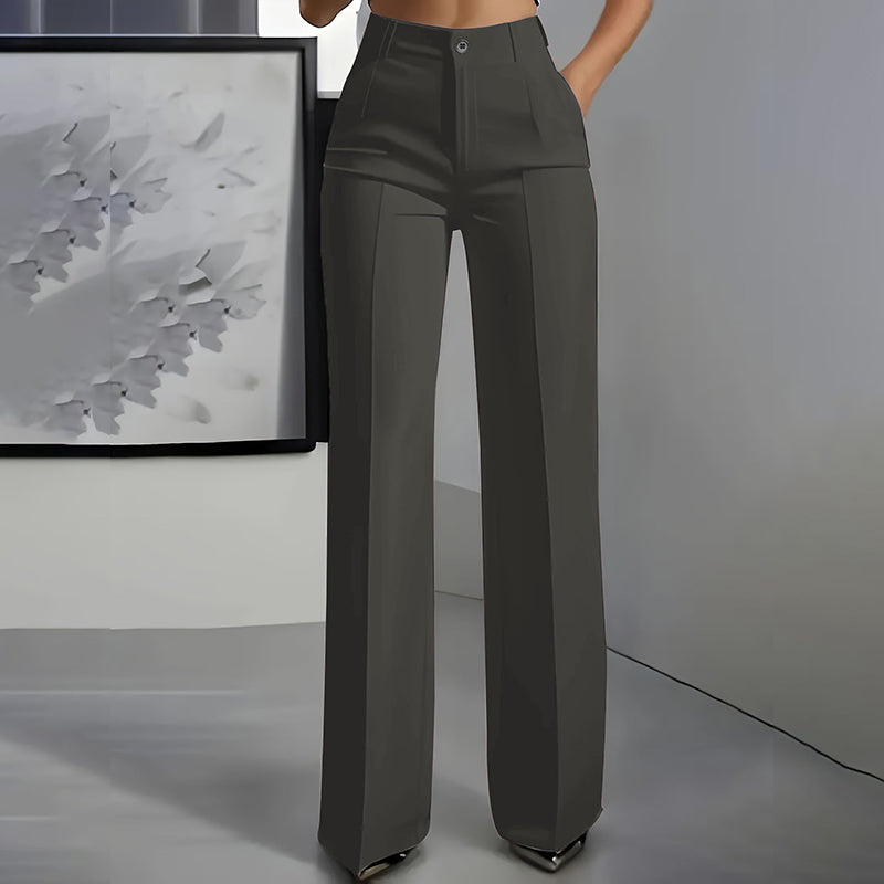 Virginia | Elara – Women's High-Waisted Wide-Leg Suit Trousers - Dark gray