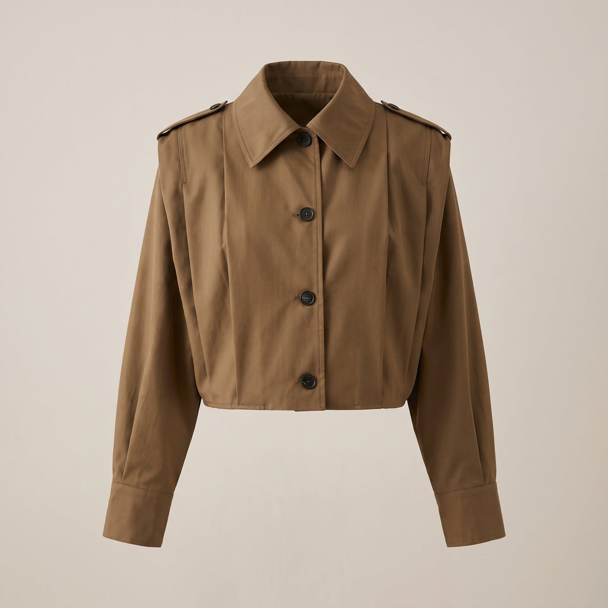 Rose | Cropped Trench Coat With Dropped Shoulders - Khaki