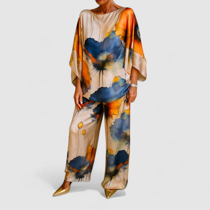 Gloria | Elegant Two-Piece Set - Navy Blue