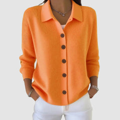 Ruth | Collared Button Front Knit - Orange