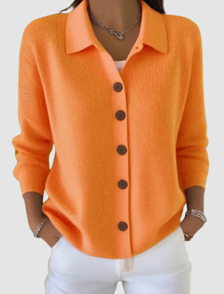Ruth | Collared Button Front Knit - Orange