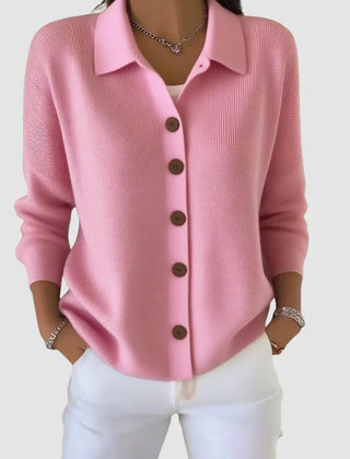 Ruth | Collared Button Front Knit - Pink