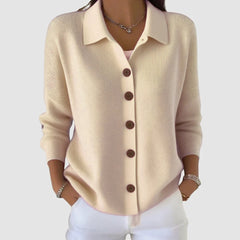 Ruth | Collared Button Front Knit - Apricot