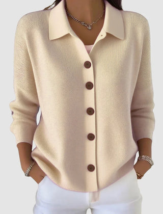 Ruth | Collared Button Front Knit - Apricot