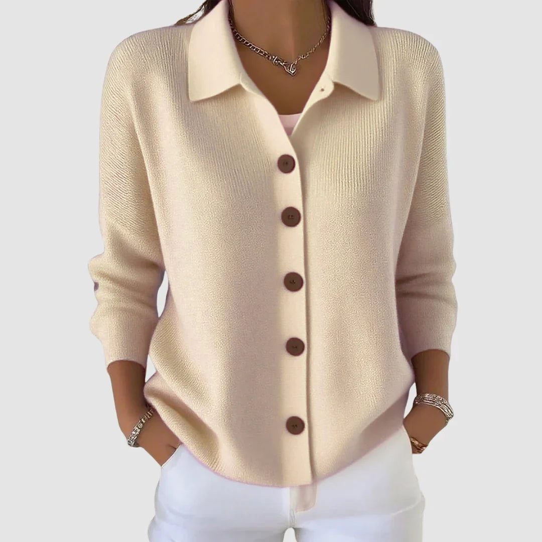Ruth | Collared Button Front Knit - Apricot