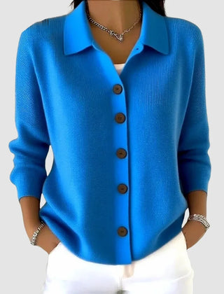 Ruth | Collared Button Front Knit - Blue