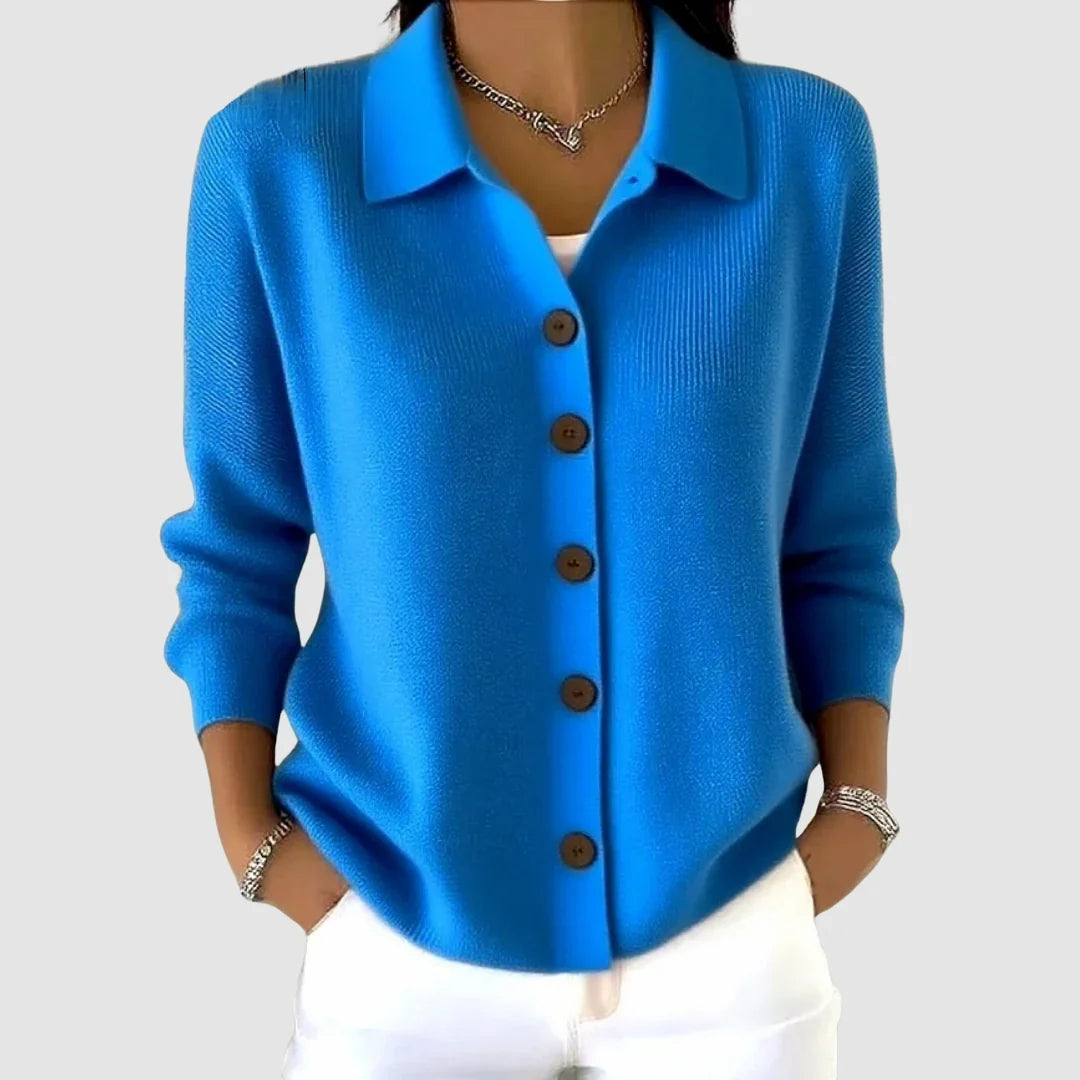 Ruth | Collared Button Front Knit - Blue