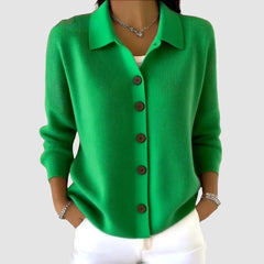 Ruth | Collared Button Front Knit - Green