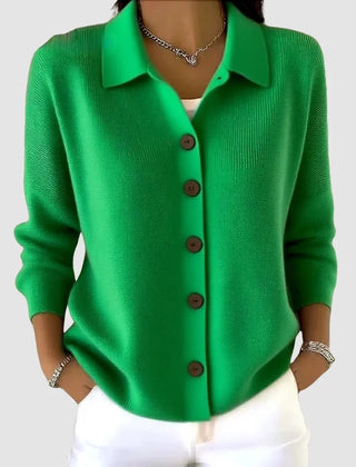 Ruth | Collared Button Front Knit - Green
