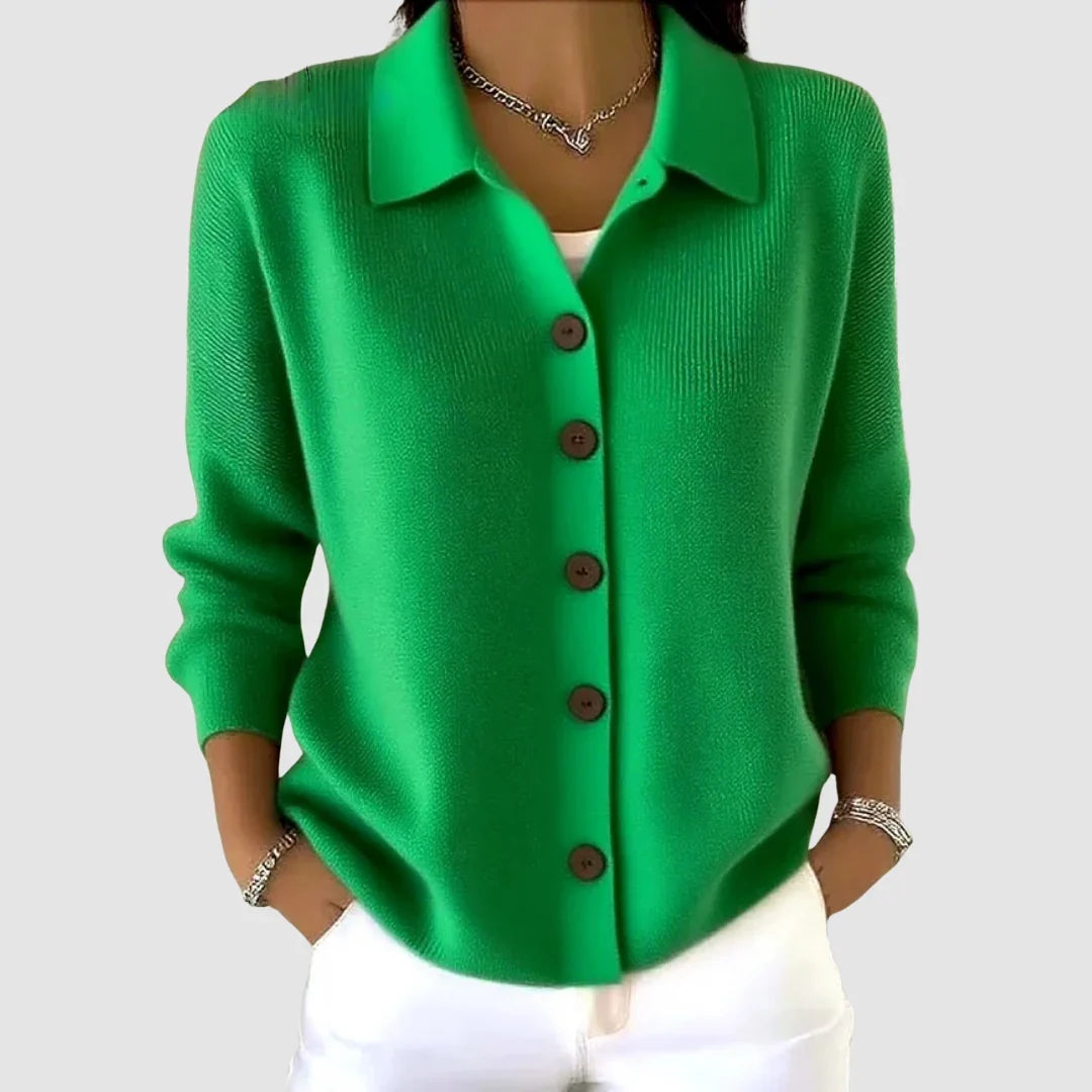 Ruth | Collared Button Front Knit - Green