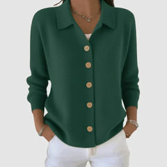 Ruth | Collared Button Front Knit - Army Green