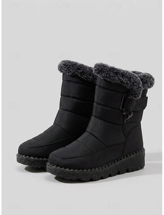 Sandra | Cozy Fur-Trimmed Winter Snow Boots - Black